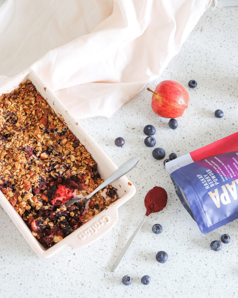 Apple and Haskap Berry Breakfast Crumble