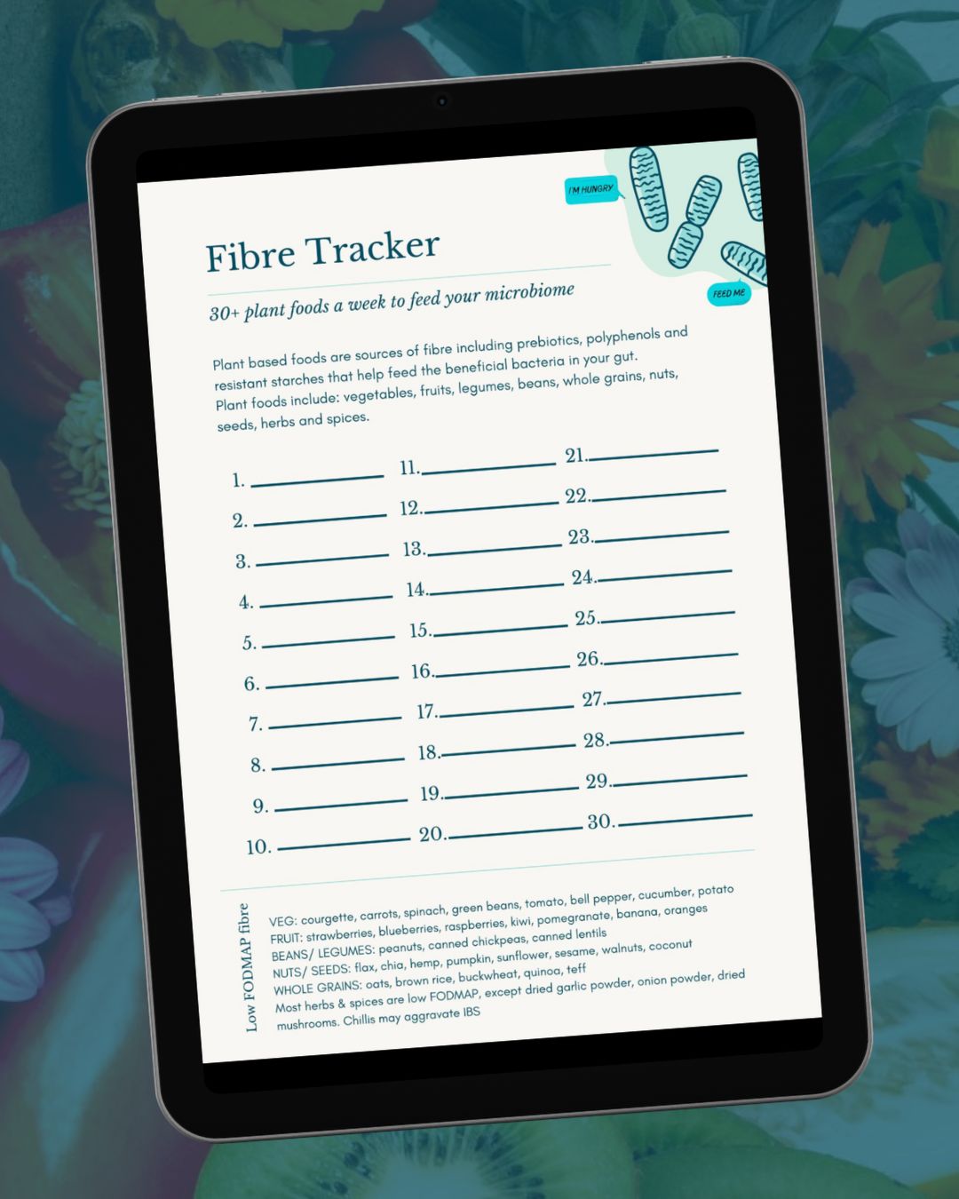 one week dietary fibre tracker
